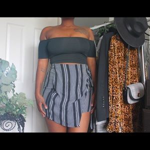 Asymmetrical striped mini skirt